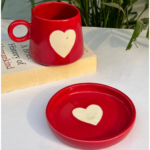 Heartglow Ceramic Mug Saucer Set
